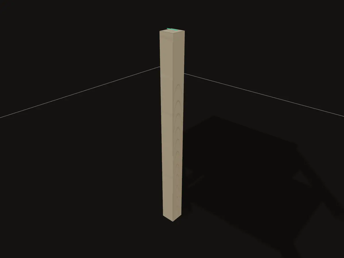 The real GrainDraft viewport showing the first uncut Neutral Wood leg of the side table.