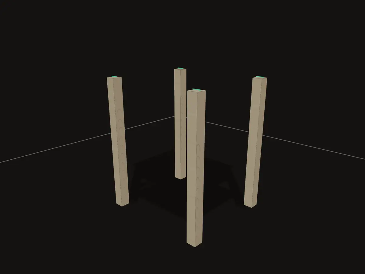 The real GrainDraft viewport showing four formula-positioned Neutral Wood legs.